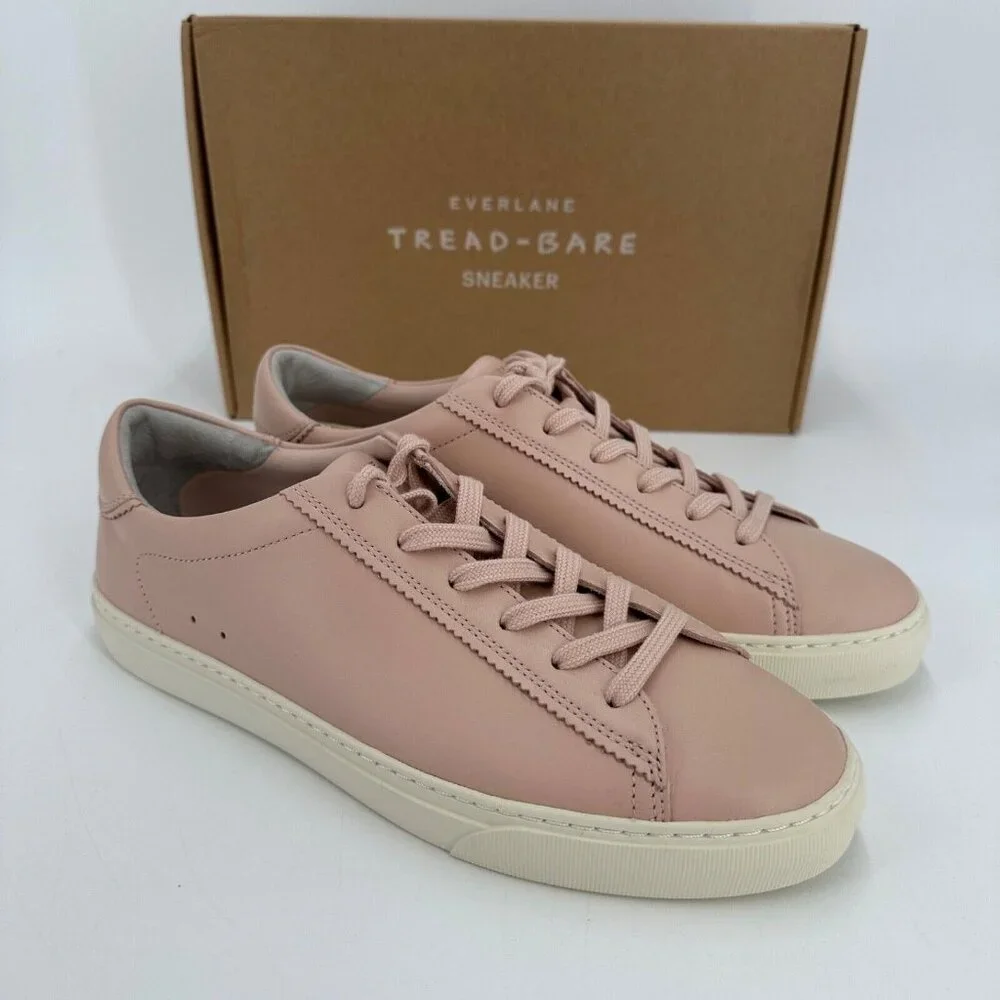Everlane The Day Sneaker in Pale Pink Leather 7.5 Women's Lace-up Shoes Casual